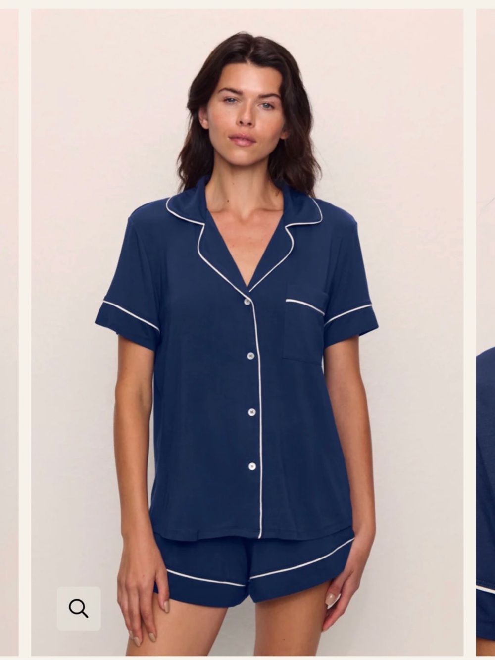 Eberjey Navy Short-Sleeve Pajama Set with White Piping